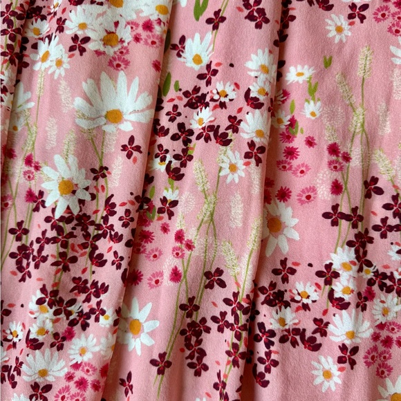 Mother of Pearl Sweet Meadow Kenzie Silk Midi Wrap Skirt pink floral Size 6 GUC - Picture 12 of 15